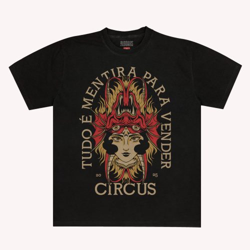 Camiseta Preta Tudo É Mentira Pra Vender - Circus