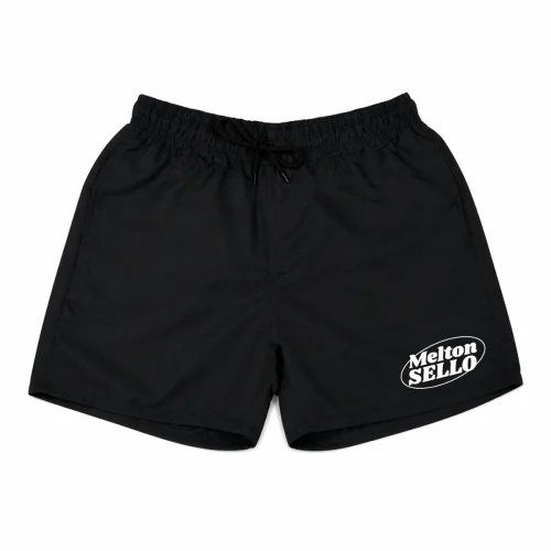 Bermuda Preta Melton Sello - Logo Branca