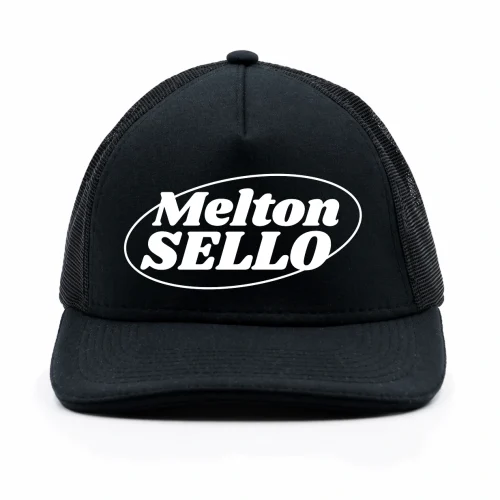 Boné Trucker Preto Melton Sello - Logo Branca